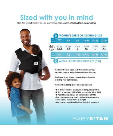 Baby K'tan Breeze Black Small Baby Wrap Carrier - Infant & Child Sling for Newborns up to 35 lbs - No Tying or Rings - Easy Babywearing for Parents - Size Small - Buy Online on SooperMarket.com