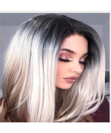 BGHJUE WIG Halloween White Highlights Long Rolls Colored Human Hair Weaven Bundles With Closure Brazilian Straight Non Remy Hair Weft Extensions
