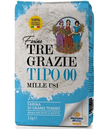 Tre Grazie - Premium Italian Plain Wheat Flour 00 - Bread | Pasta | Cake (1Kg)
