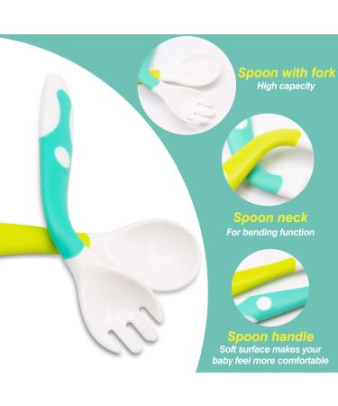 Novos Baby Utensils Set - Soft Grip Toddler Fork & Spoon with Travel Case | Perfect Feeding Learning Tool for Kids - Blue - Buy Online on SooperMarket.com