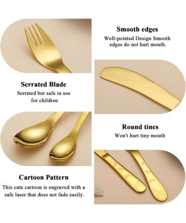 Evanda Gold Toddler Utensils Gold Titanium Coated 4 Pieces Stainless Steel Toddler Silverware Set Kids Utensils Forks and Spoons Mirror Polished Smooth Round Tableware and Dishwasher Safe 2.gold - Buy Online on SooperMarket.com