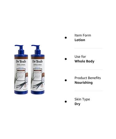 Dr Teal's Coconut Oil Body Lotion Gift Set - (2 Pack 18oz Ea.) - Shea & Cocoa Butter Infused - Softens & Moisturizes Skin - Essential Oils for Renewal & Nourishment - Buy Online on SooperMarket.com