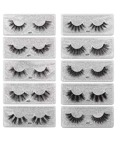 Bodermincer 10 Pairs/10 Styles Mixed Wholesale Eyelashes Long 3D Mink Lashes Natural Mink Eyelashes Wholesale False Eyelashes Makeup False Lashes In Bulk (10 Pairs/10 Styles Mixed)