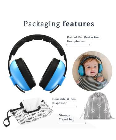 Kiki Babies Baby Noise Canceling Headphones with Baby Wipes Dispenser and Travel Bag - Premium Infant Ear Muffs for Concerts, Outdoors, Airplane - Comfortable Design - Buy Online on SooperMarket.com