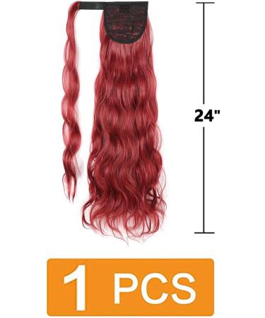 Prinfantasy Red Curly Wrap Around Ponytail Synthetic Hair Extension 24 inch - Perfect for Cosplay - MW133 - Buy Online on SooperMarket.com