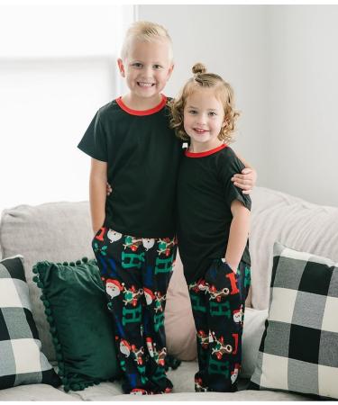 IFFEI Christmas Matching Family Pajamas Set - Letter Print Tops, Plaid Pants Sleepwear for Women Men Kids Baby Pet - Black/Santa Claus - Kids 4-5 Years - Buy Online on SooperMarket.com