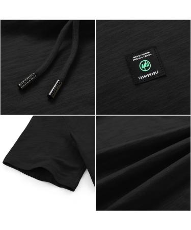 Aiyino Men's Short Sleeve Athletic Hoodie - Solid Color Fashion Pullover | Black - Buy Online on SooperMarket.com