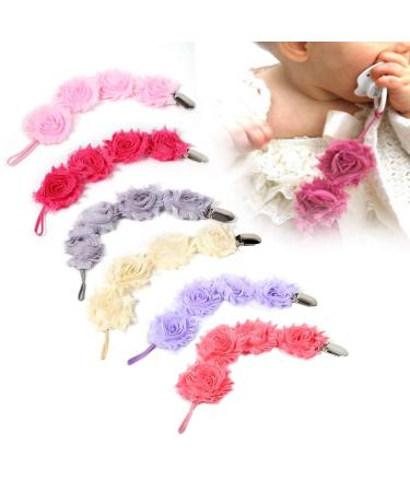 Baby Pacifier Clip - Rose Flower Feeding Dummy Teething Soother Holder Strap Chain - #1 Choice for Parents - Buy Online on SooperMarket.com