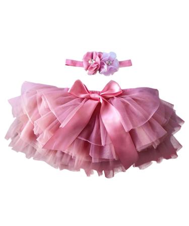 YONKINY Tutu Skirt Newborn Baby Photography Prop Headband Hairband Set Princess Tulle Skirt for Birthday Photography 0 Month Rossa Anguria