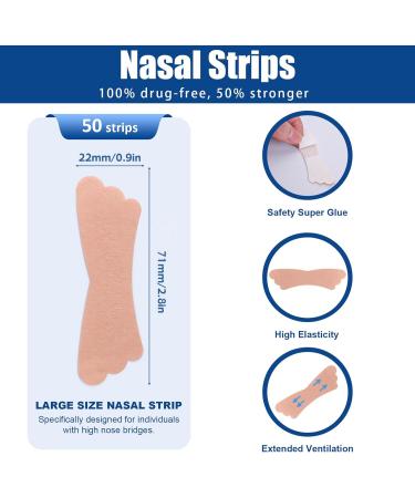 50Pcs Nasal Strips for Snoring Extra Strength Nose Strips Breathing Nose Tape for Sports and Sleep Anti Snoring Strips Help Stop Snoring and Nasal Congestion Relief Tan 50 pcs - Buy Online on SooperMarket.com