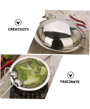 PRETYZOOM Dry Pot Amphora Hot Pot Chaffing Dishes Stainless Steel Cookware Flat Bottom Wok Pan Non Stick Frying Pans Stainless Steel Saute Pan Cookware for Kitchen Home Accessory 28X28X5.5CM Silver - Buy Online on SooperMarket.com