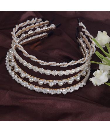 10 PCS Gold Metal Rhinestone Pearl Headbands - Wedding Bridal Hair Accessories - Buy Online on SooperMarket.com