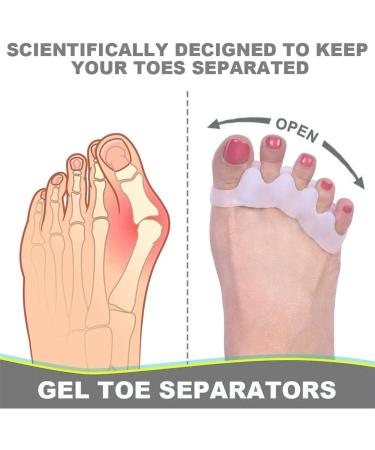2 Pair Gel Toe Separators - Bunion Corrector for Women & Men - Toe Spacer & Straightener - White - Buy Online on SooperMarket.com