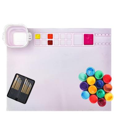 Craft Mat, Silicone Craft Mat, Large Silicone Craft Mat for Kids Gift, Silicone Painting Mat, Painting Mat 20"x 16" Crafting Mat, Silicone Crafting Mat with Clean Cup for Painting, Art, Clay Pink