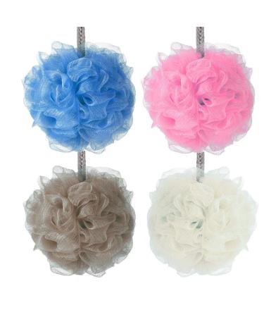 Xingsui 4pcs mesh Luffa male and female body peeling shower ball shower sponge gentle swimming cleaning and calming the skin swimming luffa (4 colors)