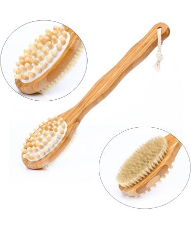 MCUILEE Wooden Bath Brush | Long Handle Body Massager Shower Brush with Bristles for Exfoliating & Back Scrubbing - International Shipping Available - Buy Online on SooperMarket.com