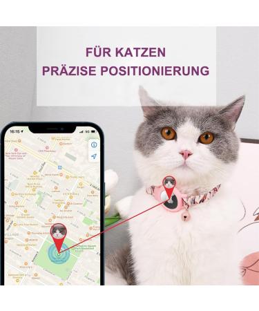 Mouyou Airtag Cat Neck Band - Adjustable Soft Nylon Collar with Bell & Silicone Holder - Pink Pattern C4 (22-34cm) - Buy Online on SooperMarket.com