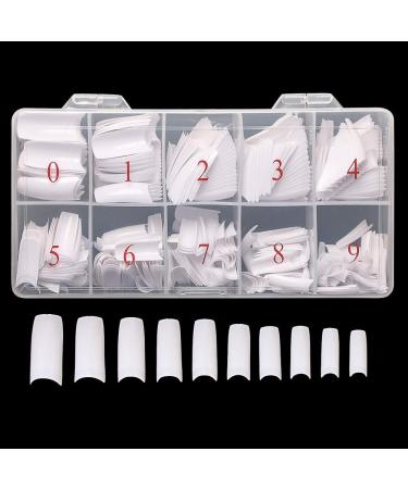 AORAEM White Nail Tips,500Pcs French Tip Press on Fake Nails Half Square False Nails for Acrylic Nails