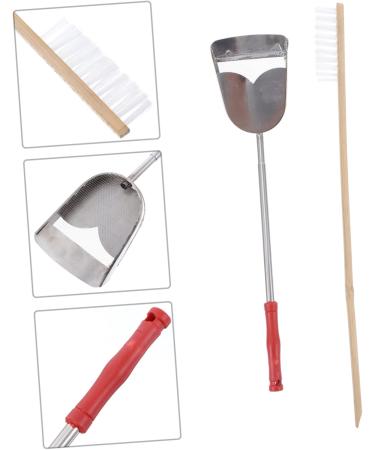 Housoutil 2pcs Set Cage Birds and Wooden Accessory Supplies Shovel Steel Long Parrot for Cleaning Brush Pet 7x9cm Assorted Color - Buy Online on SooperMarket.com