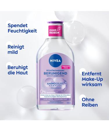 Nivea Calming Micelle Water 400ml | Sensitive Skin Facial Toner | Perfume-Free & Moisturizing Micelle Cleanser - Buy Online on SooperMarket.com