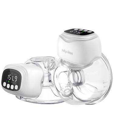 ANCHNVIKEE 2 pieces of milk pump electrical portable with 3 modes free-handed milk pump with LED display memory function Electric milk pump hands free milk pump 4 plugins: 17mm 19mm 21mm 24mm