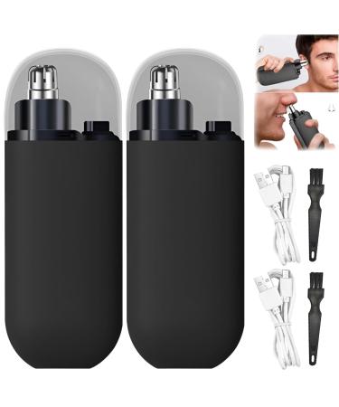 LONGLUAN Gelmalls Nose Trimmer Portable Nose Hair Trimmer Painless & Precision 2024 New Rechargeable Portable Nose Hair Trimmer Washabl Easy Cleansing Nose Hair Trimmer for Travel (2Pcs-Black)