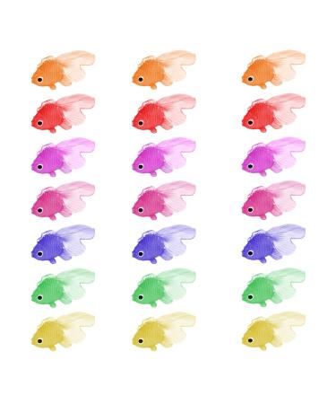 WeddHuis 21 Pieces Stretchy Neon Fish Artificial Floating Fish Soft Rubber Goldfish Toys Small Fake Fish Ornament for Cat Toys Aquarium Decoration Party Favors