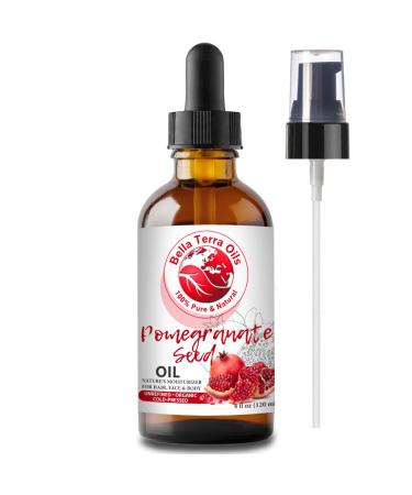 Pomegranate Seed Oil. 4oz. 100% Pure. Cold-pressed. Unrefined. Organic. Rich in Antioxidants and Essential Fatty Acids. Deeply Hydrating. Natural Moisturizer for Hair  Skin  Nails  Stretch Marks. Bella Terra Oils. 4 Fl O...