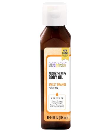 Aura Cacia Aromatherapy Body Oil Relaxing Sweet Orange 4 fl oz (118 ml)