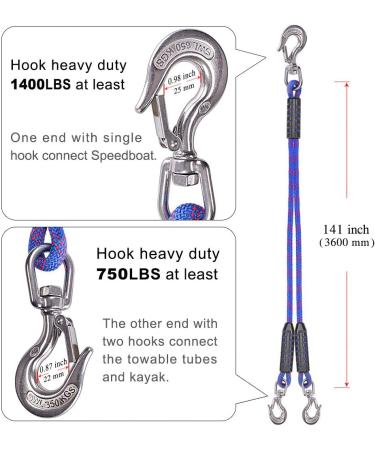 24 ft Heavy Duty Boat Tow Harness with 3 Stainless Steel Hooks by SELEWARE - Buy Online on SooperMarket.com