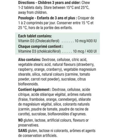 Jamieson Kids Chewable Vitamin D3 400 IU Strawberry Flavour Panda Shaped Tablets - 365 Chewable Tablets - Buy Online on SooperMarket.com