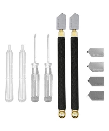 Glass Cutter Tool Set  2mm-20mm Pencil Style Oil Feed Carbide Tip with Extra Replacement Head and Oil Dropper for Mosaic/Tiles/Mirror/Stained Glass Cutting