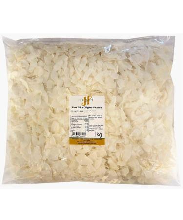 Hides Fine Foods - Raw Thick Chipped Coconut 1kg - GMO Free - Suitable for Vegetarians - Baking - Granola - Breakfast - Snacking - Desserts - Cakes - Curries