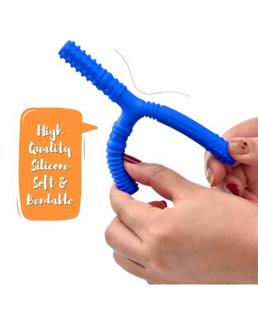 Sensory Chew Tubes 3-Pack for Babies 3+ Months - Silicone Teether Toys for Autistic and ADHD Chewers - Y Style Teether in Green, Blue, Orange - Buy Online on SooperMarket.com