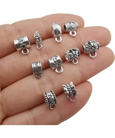 100pcs Clasp Bail Tube Beads for Jewelry Making - DIY Necklace Bracelet Charms (M611) - Buy Online on SooperMarket.com