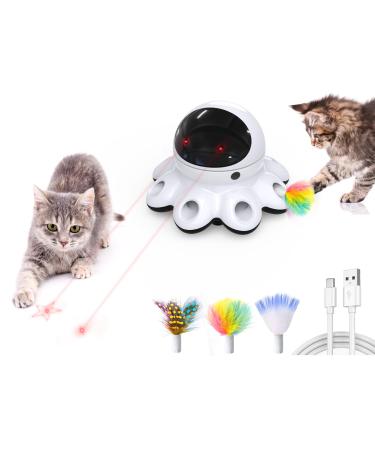 GoldenSun Automatic Cat Toy 2-in-1 Interactive Cat Toys for Indoor Cats Automatic Cat Toy 8 Holes Mice Whack A Mole Moving Feather USB Rechargeable Electronic Kitten Toys for All Breeds Black