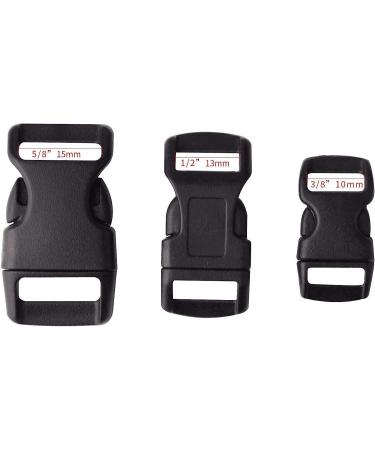 60pcs Black Plastic Contoured Side Release Buckles for Paracord Bracelets - 5/8, 1/2, 3/8 inch (20 Each) - Buy Online on SooperMarket.com