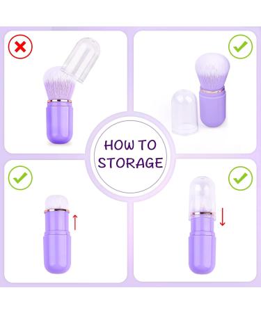 Retractable Kabuki Brush Travel Makeup Brush Cute Capsule-shape Blush Brush Foundation Brush Suitable for Liquid Foundation Pressed Powder Contour Cream Purple - Buy Online on SooperMarket.com