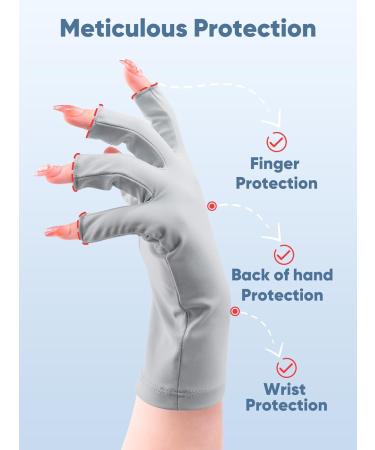 Subay UPF50+ Fingerless UV Gel Manicure Gloves - Grey | UV Nail Protection - Buy Online on SooperMarket.com