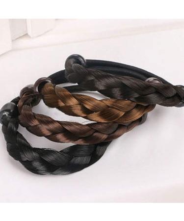 Wig Hair Rings Braided Faux Hair Ponytail Holders Hairpiece Hair Band Woman Elastic Rubber Bands Ponytail Wrap Hair Accessory For Girls(Brown) 1.3*10cm style2 - Buy Online on SooperMarket.com