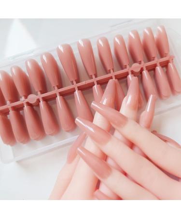 240pc Soft Gel Ballerina Coffin False Nails Set - Full Cover Colored Acrylic Nail Tips for Manicure Decor - Buy Online on SooperMarket.com