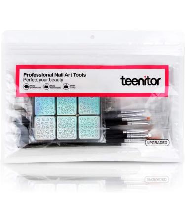 Teenitor Professional Nail Art Painting Kit - 15 Stencils, 15 Brushes, 5 Dotting Tools - Nail Pen Designer Set with Stickers for UV Gel Nail Art Beginners - Buy Online on SooperMarket.com