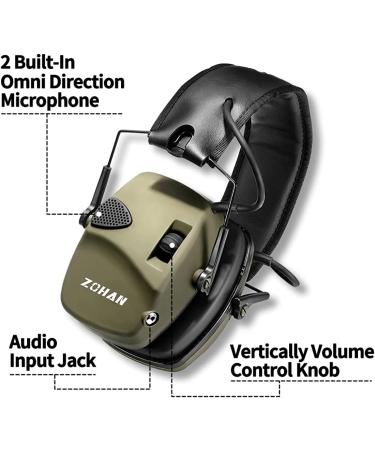 ZOHAN EM054 Electronic Shooting Ear Protection - Army Green Earmuffs - Buy Online on SooperMarket.com