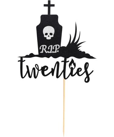 Arthsdite Rip Twenties Cake Topper Death to My Twenties/Rip to My Twenties Cake Decorations Old English Themed 30th Birthday Party Decorations - Black Glitter - Buy Online on SooperMarket.com