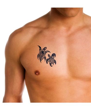 Ocean-Inspired Temporary Tattoo - Long Lasting Navy Blue Turtles Design for Adults - 4 Sheets - Buy Online on SooperMarket.com