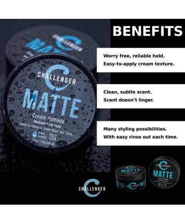 Challenger Mens Matte Cream Pomade Combo | Natural Finish | Medium Firm Hold | All-in-One Hair Styling | Save with Combo Pack - Buy Online on SooperMarket.com