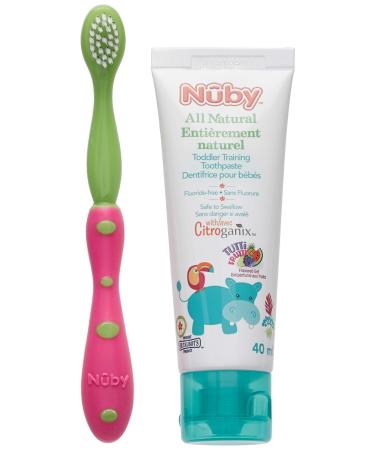 Nuby Citroganix Toddler Toothpaste with Toothbrush - Pink/Green
