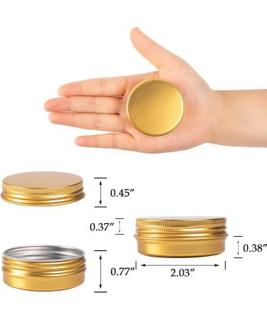Buy 1 oz Screw Top Aluminum Tin Jar with Lid & Labels - Gold Pack of 32 | International Shipping Available - Buy Online on SooperMarket.com