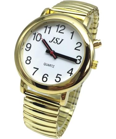 English Talking Watch for Blind People or The Elderly and Visually Impaired People wi th Alarm of Quartz Talking Date and Time Golden Color White Face - Buy Online on SooperMarket.com