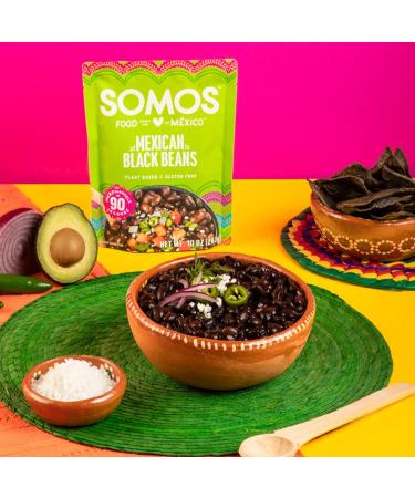 SOMOS Mexican Seasoned Black Beans - Gluten-Free, Non-GMO, Plant-Based, Vegan - Ready to Eat Microwavable Meals - 10oz (Pack of 6) - Buy Online on SooperMarket.com